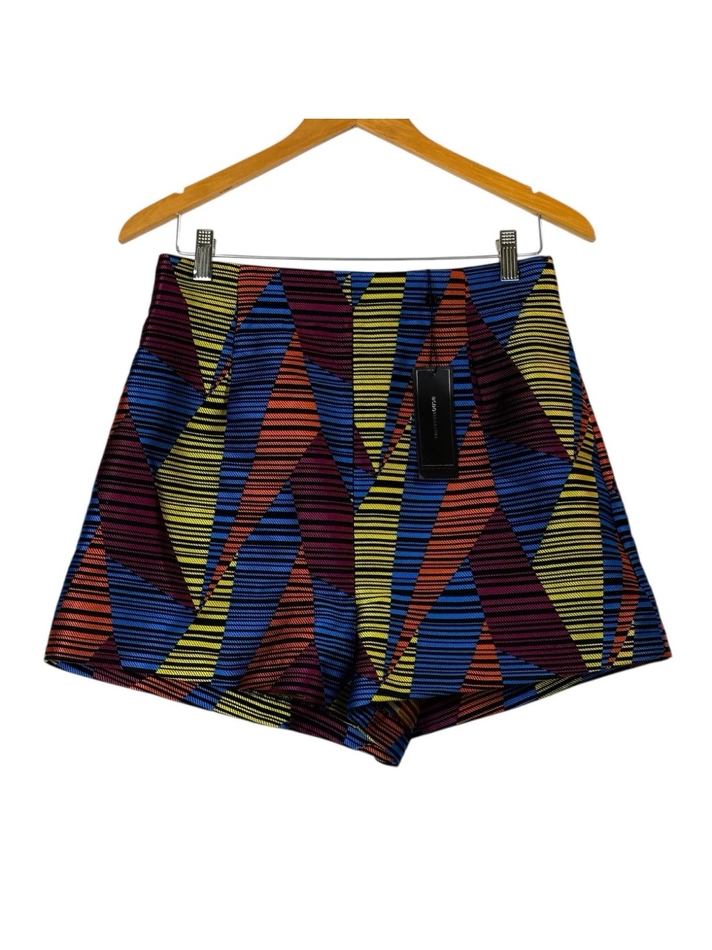 NWT BCBG MAXAZRIA Geometric Striped Shorts Sz 8 Colorful Multicolor $158
